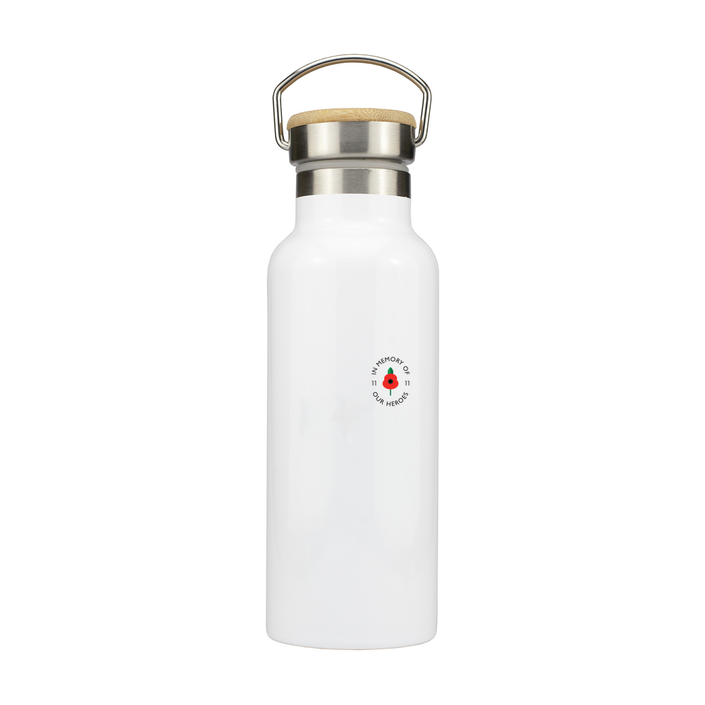 Lest we forget - Stainless Steel Bottle with Bamboo Lid - 500ml