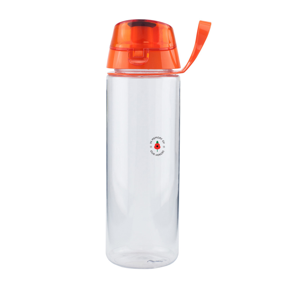 Lest we forget - Clear Water Bottle with Flip Lid - 750ml