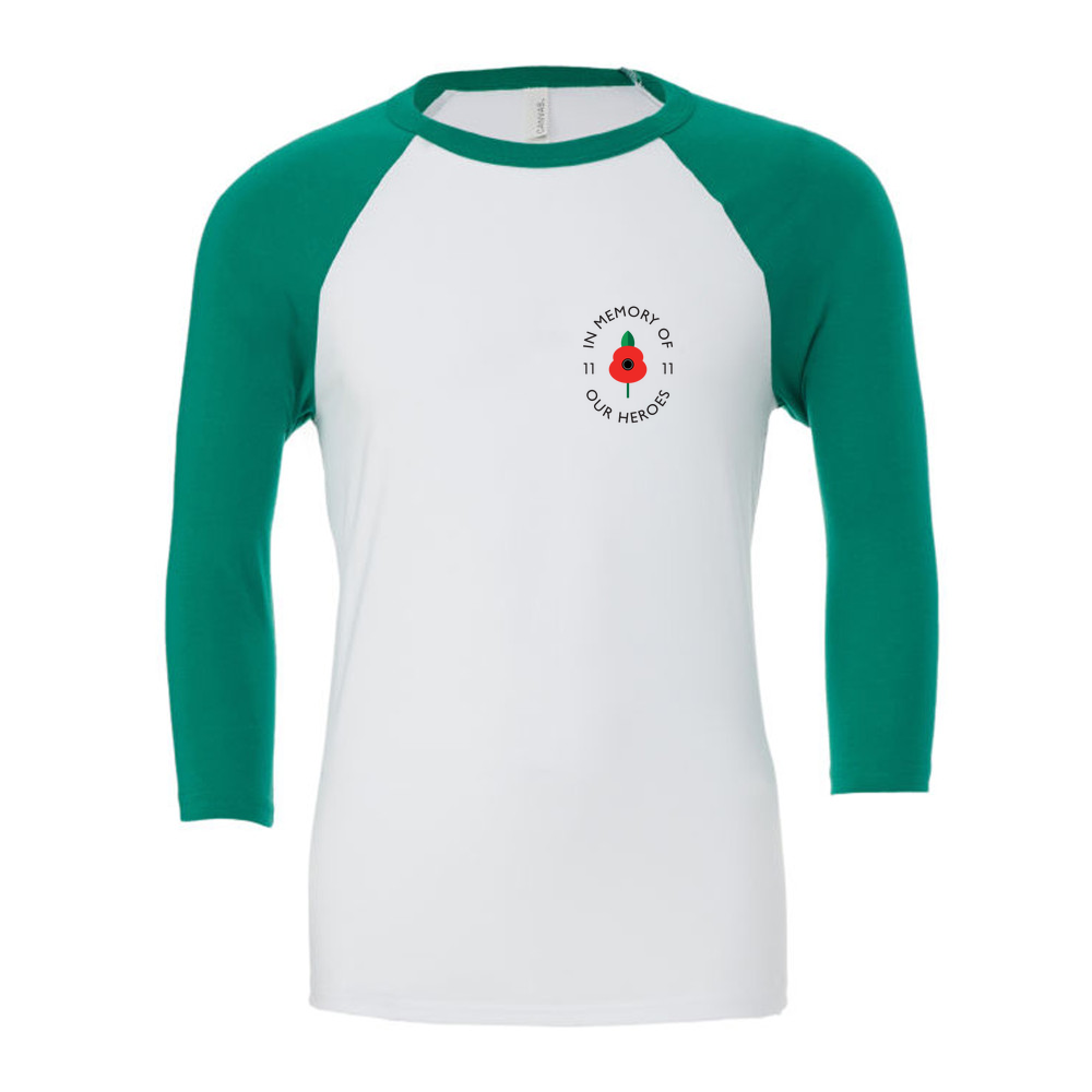 Lest we forget - 3/4 Sleeve White & Coloured T-Shirt