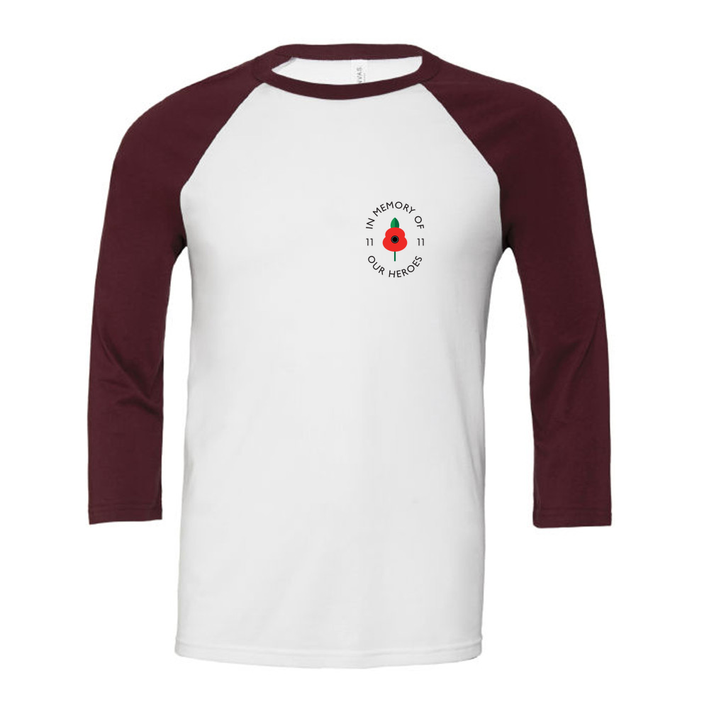 Lest we forget - 3/4 Sleeve White & Coloured T-Shirt