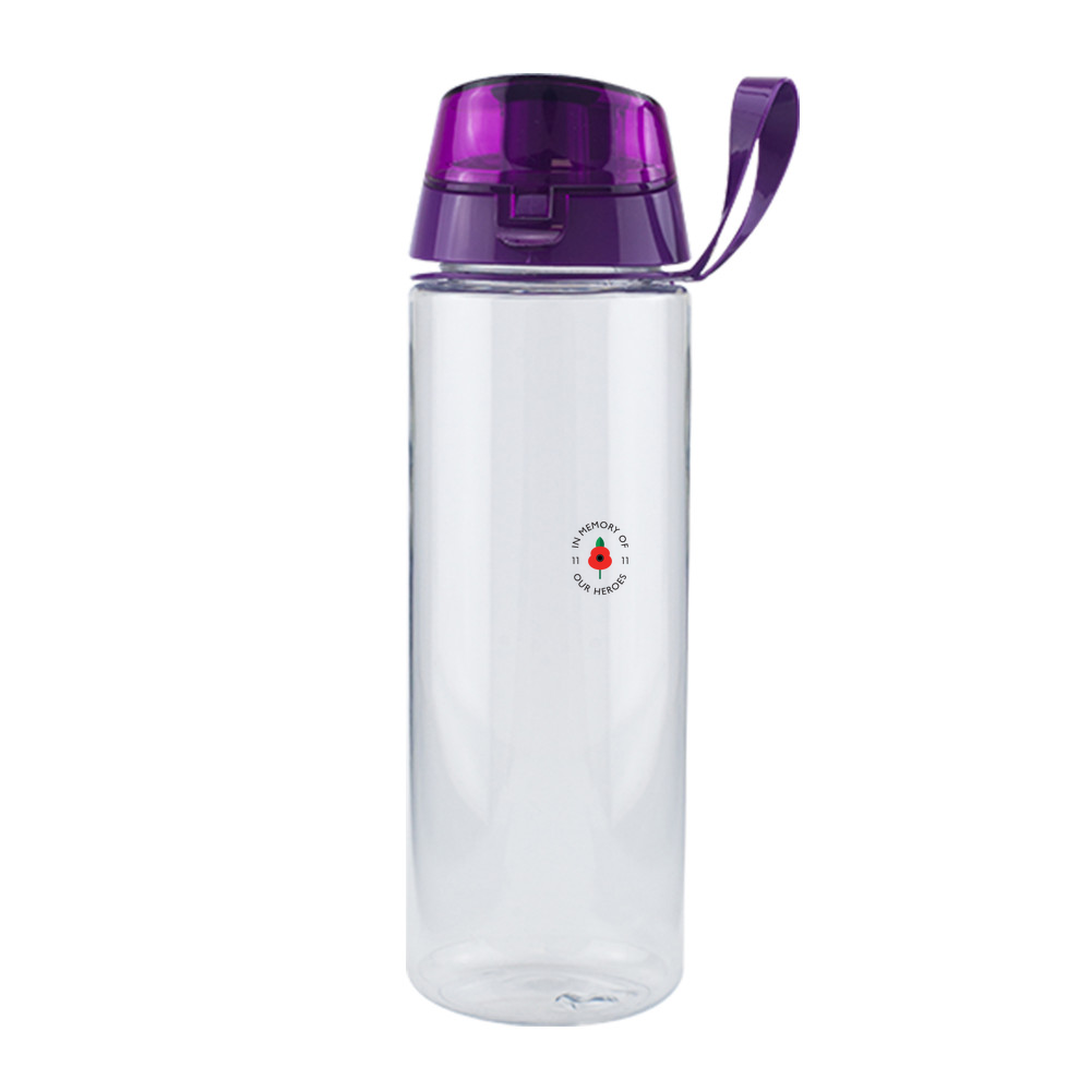 Lest we forget - Clear Water Bottle with Flip Lid - 750ml