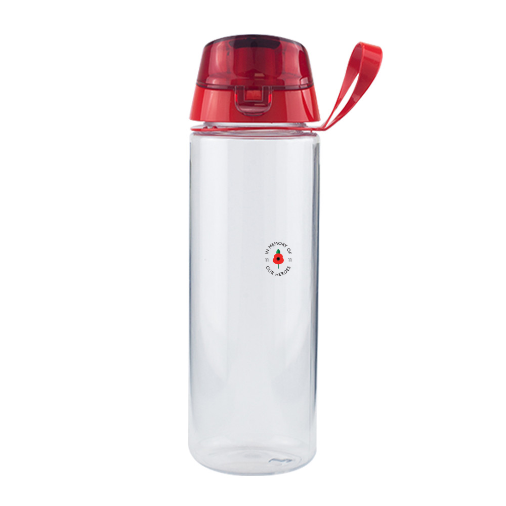 Lest we forget - Clear Water Bottle with Flip Lid - 750ml