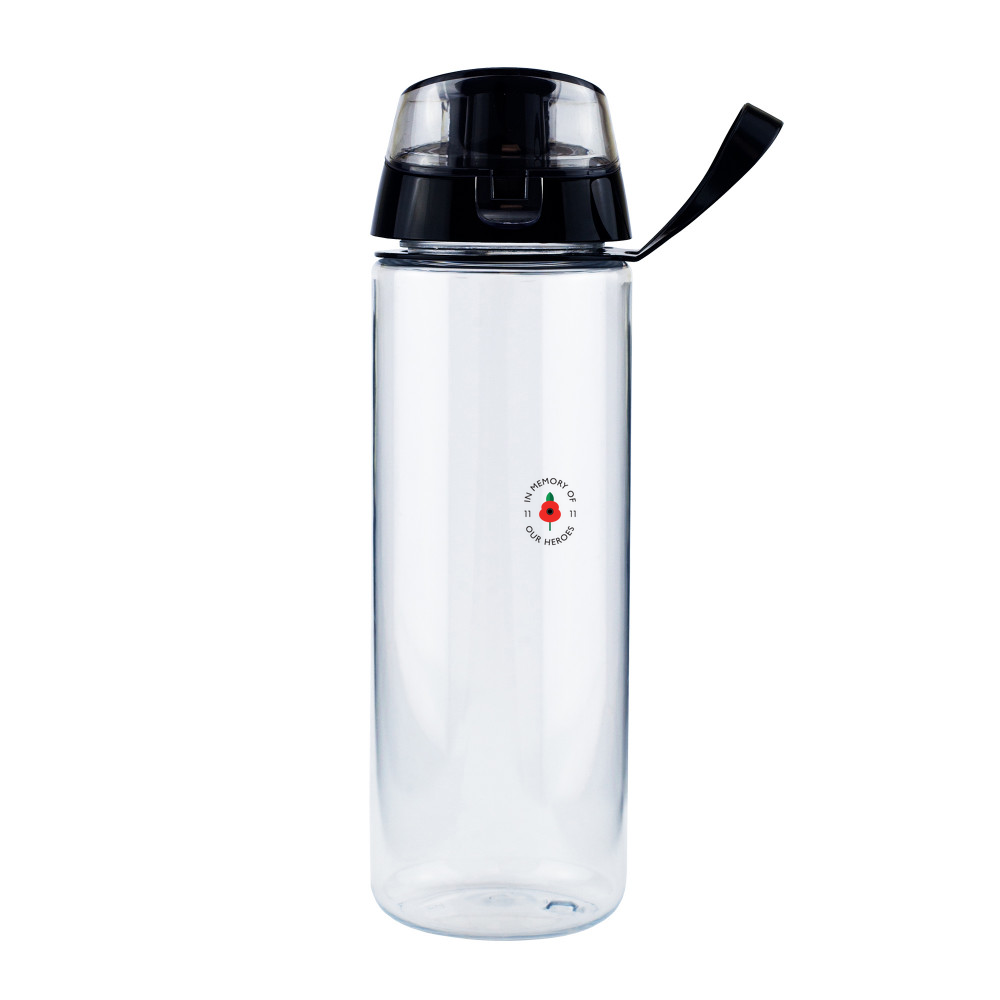 Lest we forget - Clear Water Bottle with Flip Lid - 750ml