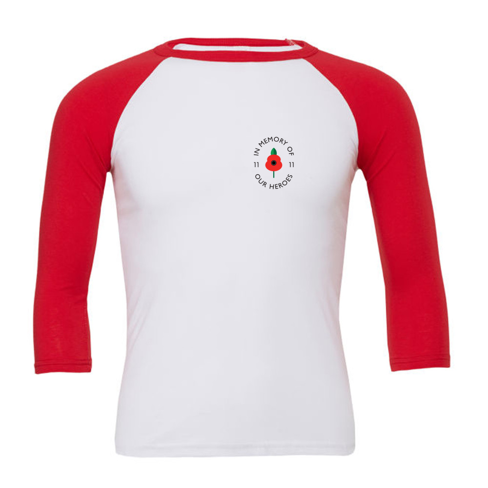 Lest we forget - 3/4 Sleeve White & Coloured T-Shirt