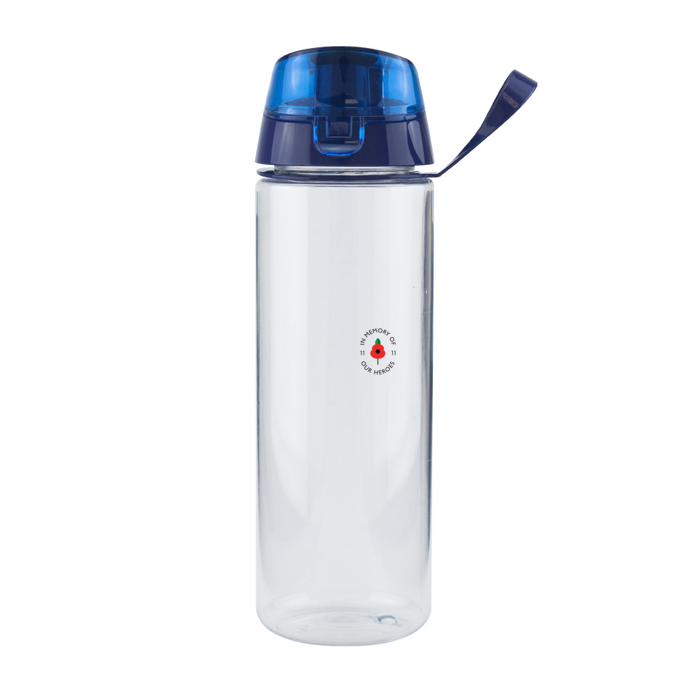 Lest we forget - Clear Water Bottle with Flip Lid - 750ml