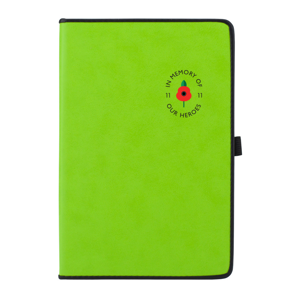 Lest we forget - Leather Effect A5 Slim Notebook with Black Border