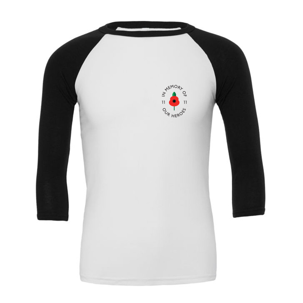 Lest we forget - 3/4 Sleeve White & Coloured T-Shirt