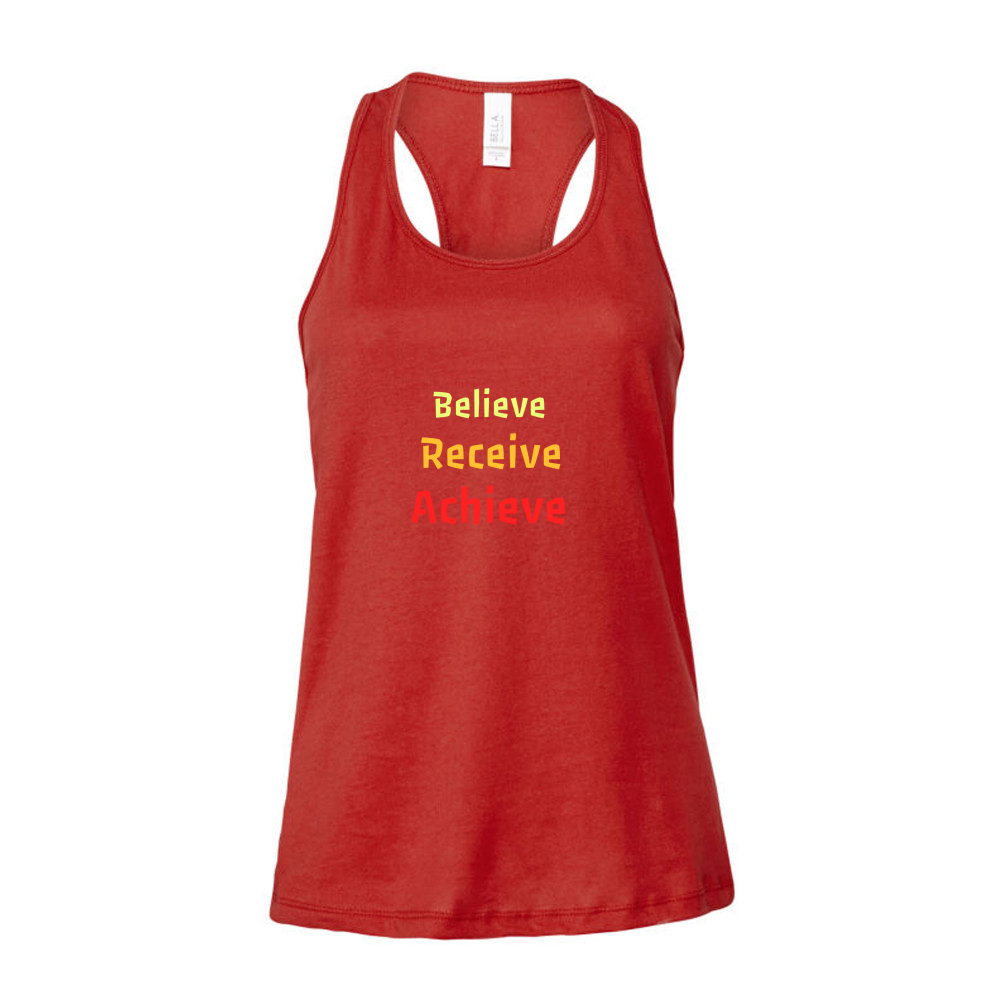 Believe, Recieve, Achieve affimirmation - Ladies Racerback Tank Top