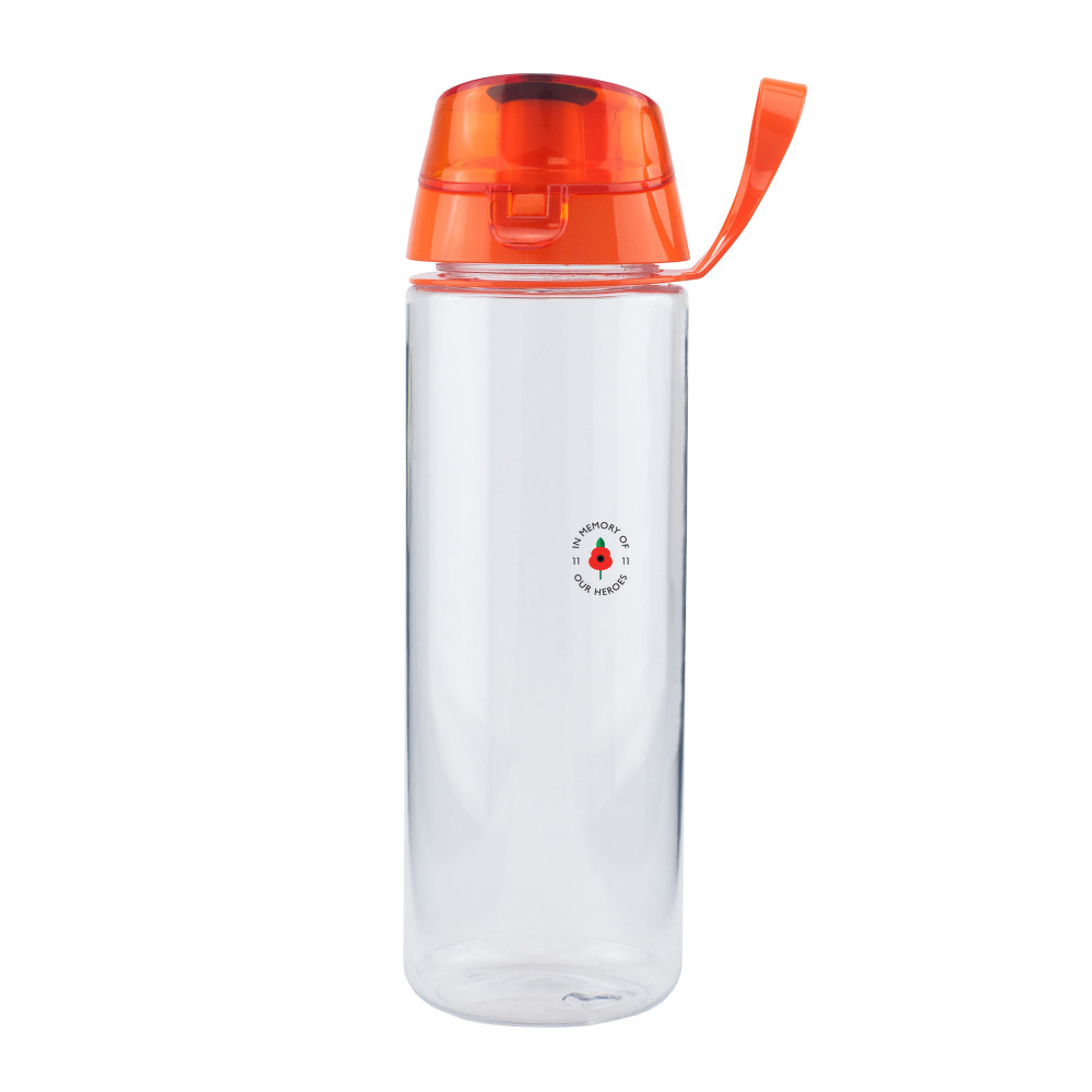 Lest we forget -  Clear Water Bottle with Flip Lid - 750ml