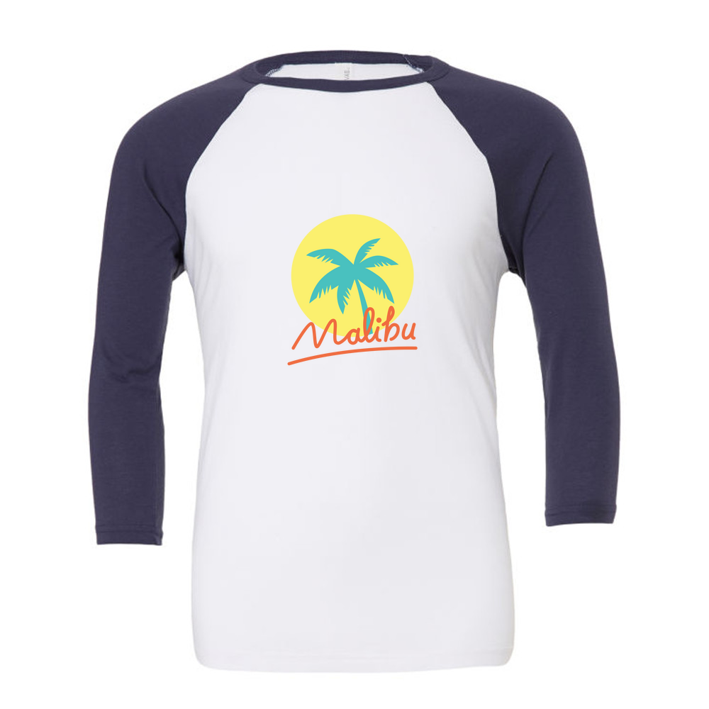 Malibu Summer - 3/4 Sleeve White & Coloured T-Shirt