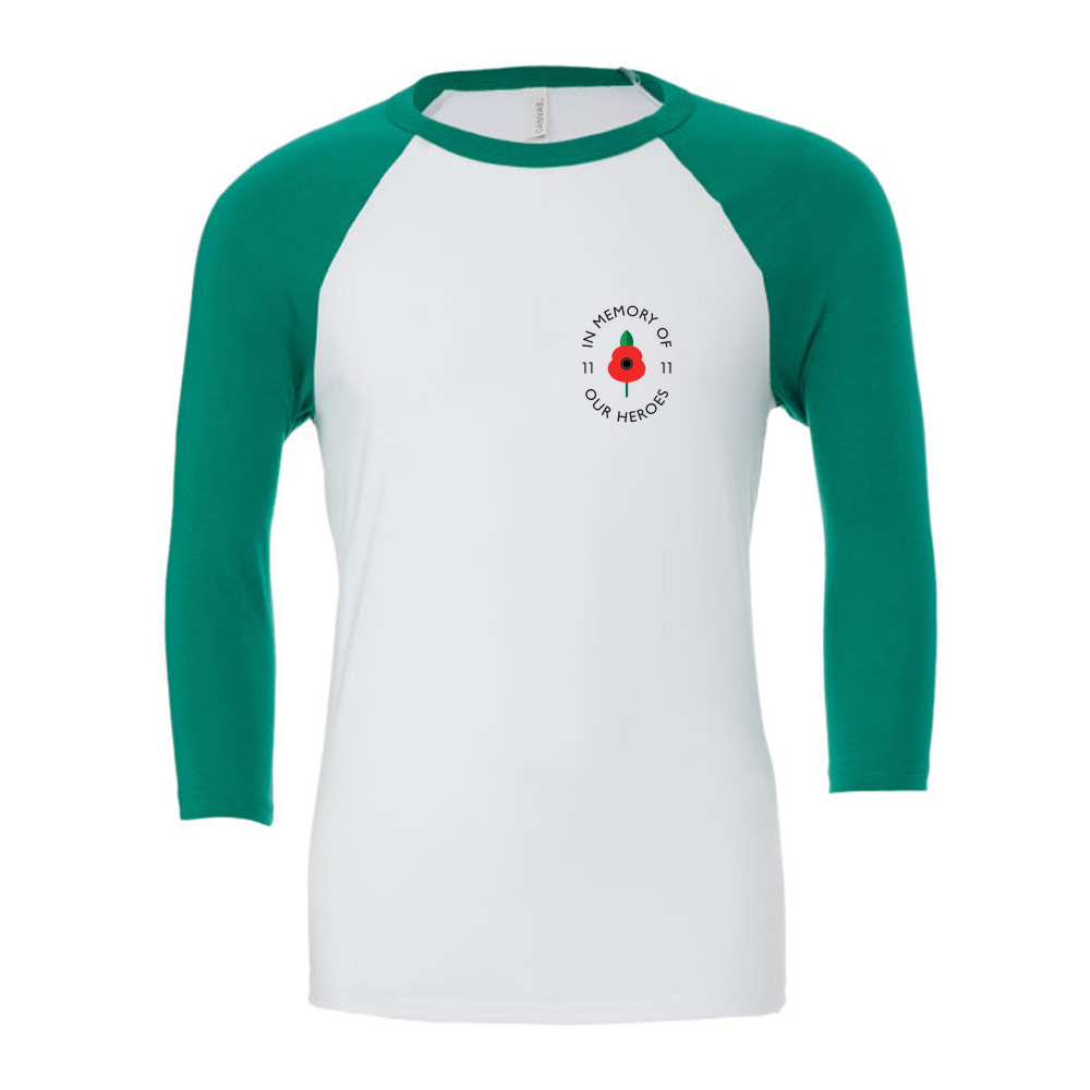 Lest we forget -  3/4 Sleeve White & Coloured T-Shirt