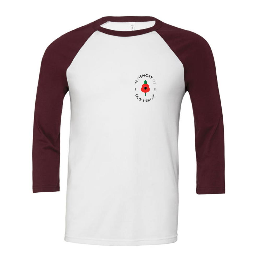 Lest we forget -  3/4 Sleeve White & Coloured T-Shirt