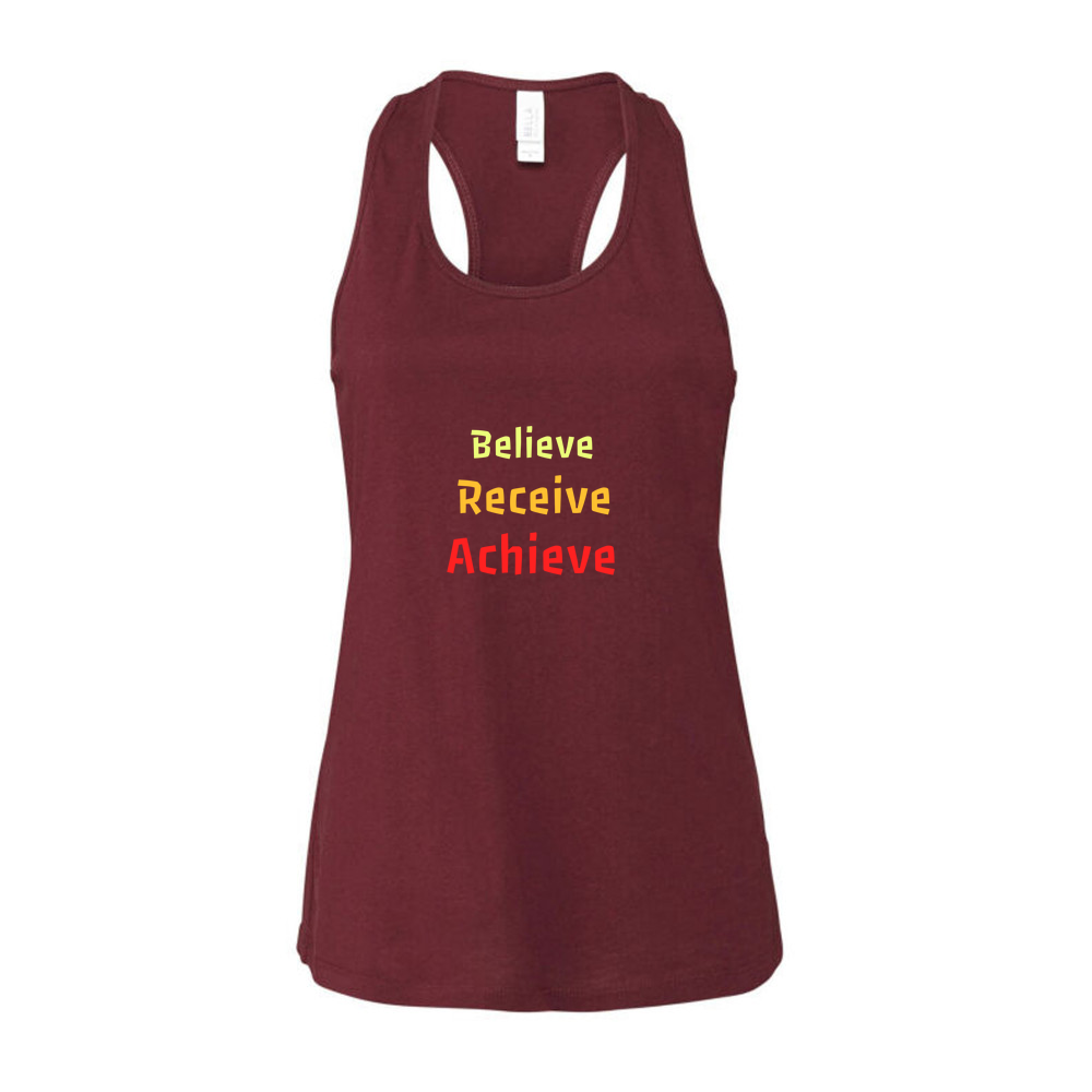 Believe, Recieve, Achieve affimirmation - Ladies Racerback Tank Top