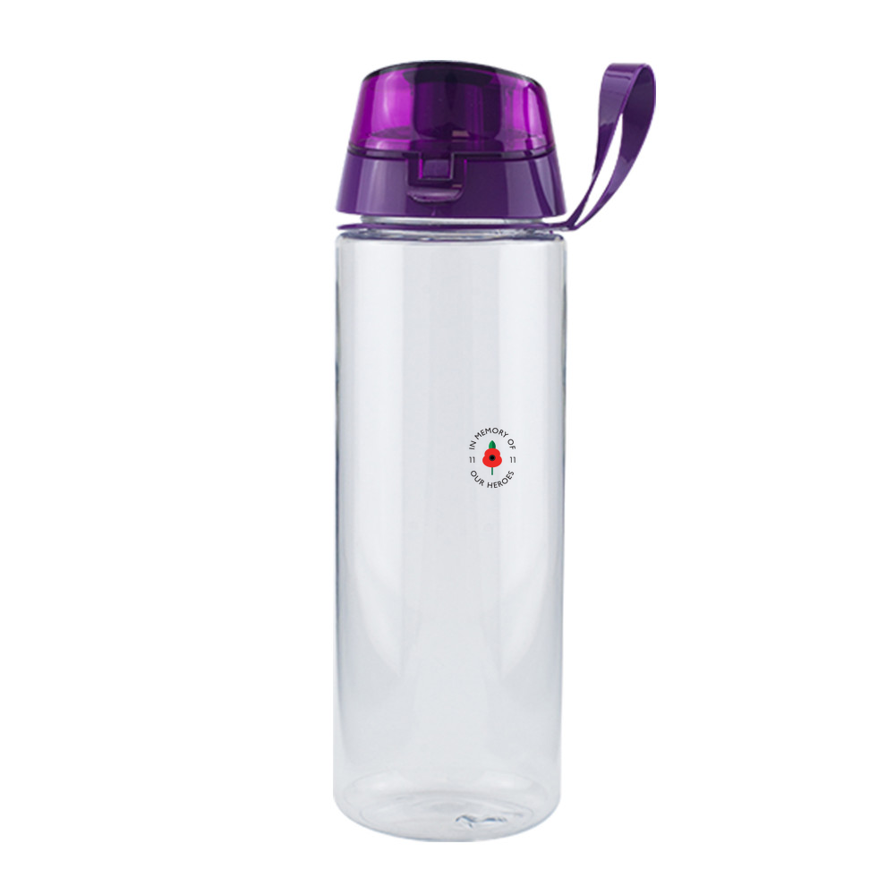 Lest we forget -  Clear Water Bottle with Flip Lid - 750ml