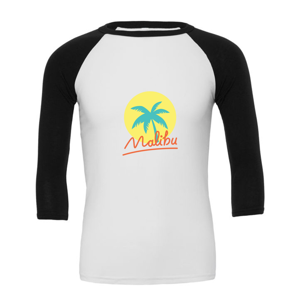 Malibu Summer - 3/4 Sleeve White & Coloured T-Shirt