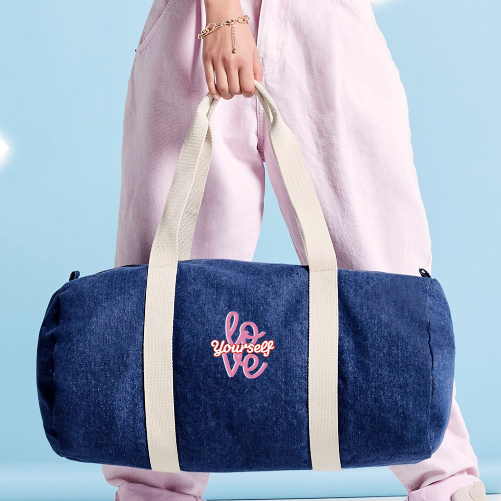 Mother's Day Love yourself - Denim Barrel Bag