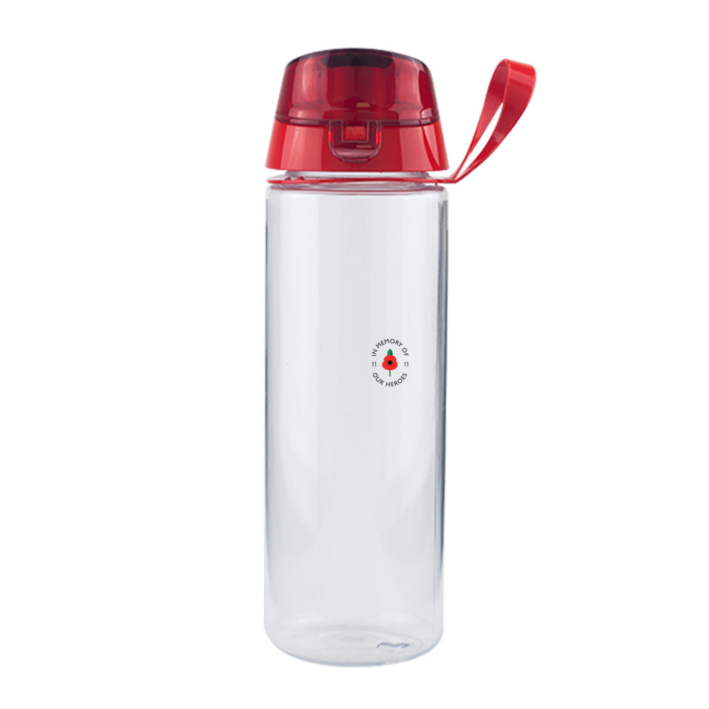 Lest we forget -  Clear Water Bottle with Flip Lid - 750ml