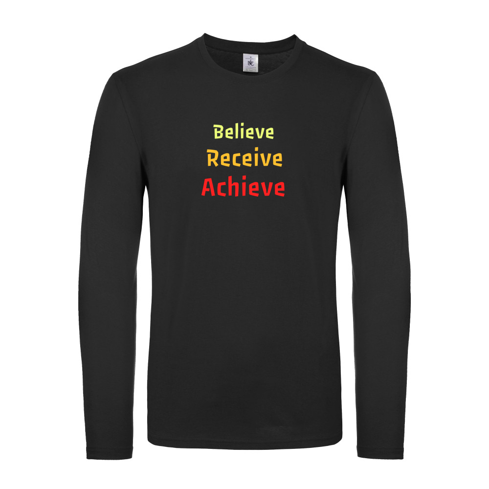 Believe, Recieve, Achieve affimirmation - Fitted Long Sleeved T-Shirt