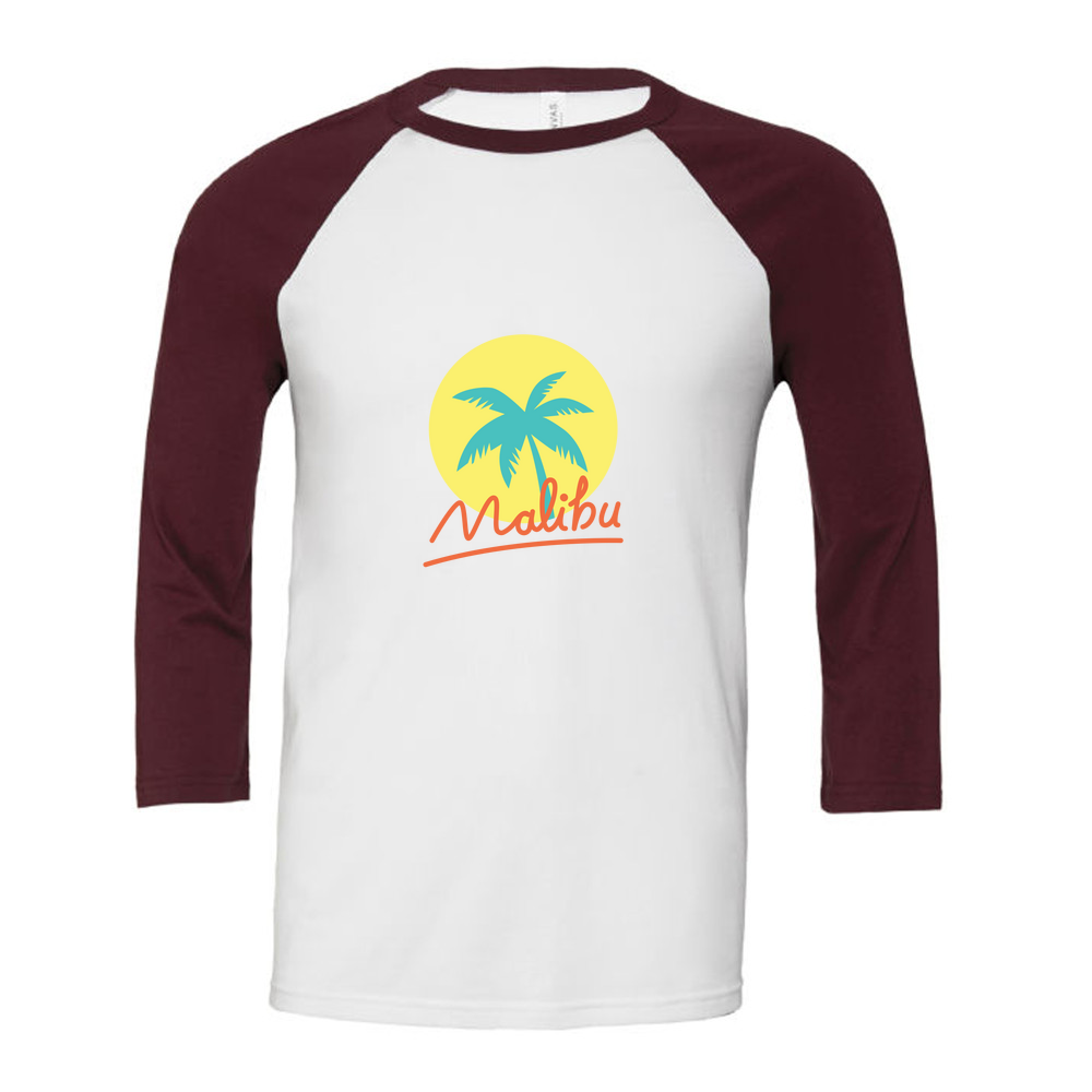 Malibu Summer - 3/4 Sleeve White & Coloured T-Shirt