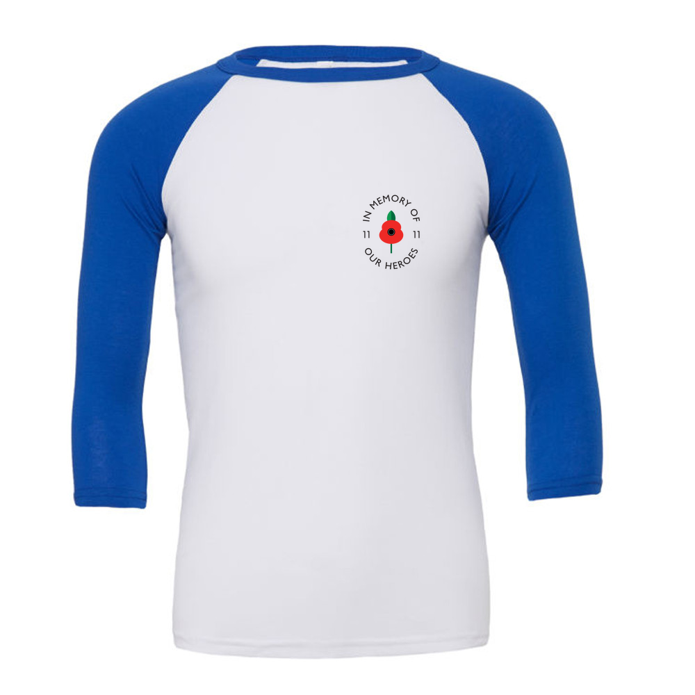 Lest we forget -  3/4 Sleeve White & Coloured T-Shirt