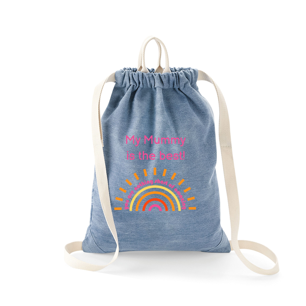 Mother's Day - Denim Drawstring Bag