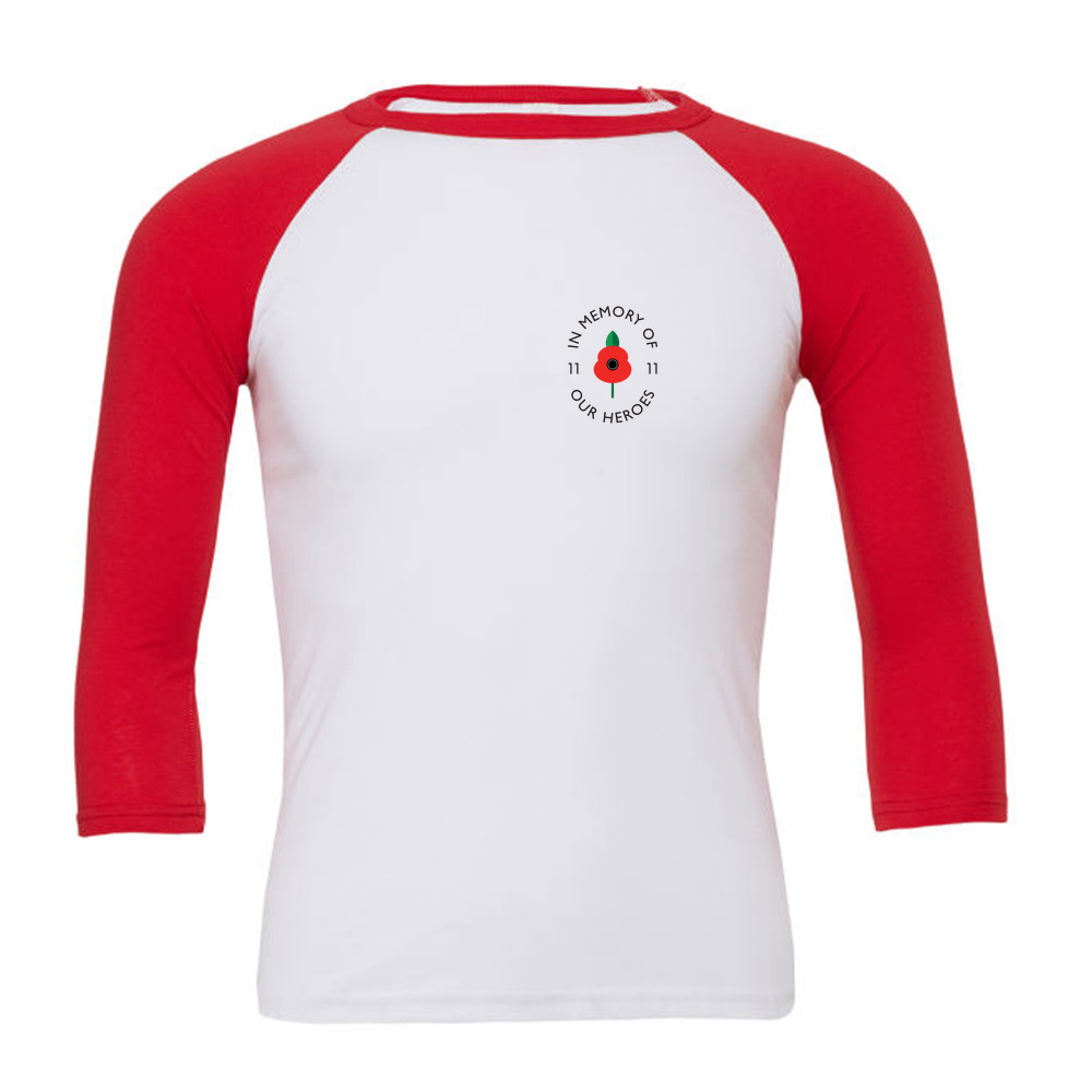 Lest we forget -  3/4 Sleeve White & Coloured T-Shirt