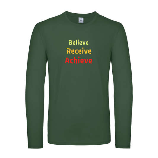 Believe, Recieve, Achieve affimirmation - Fitted Long Sleeved T-Shirt