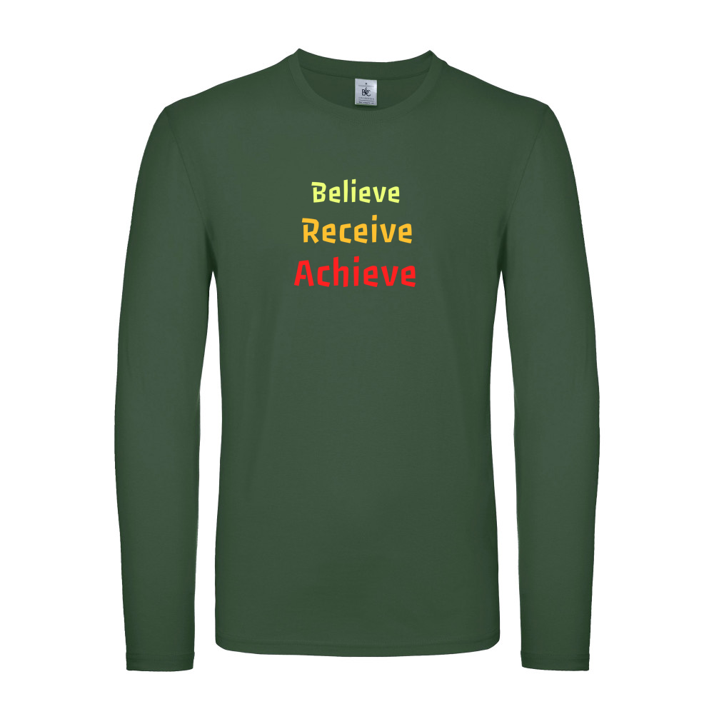 Believe, Recieve, Achieve affimirmation - Fitted Long Sleeved T-Shirt