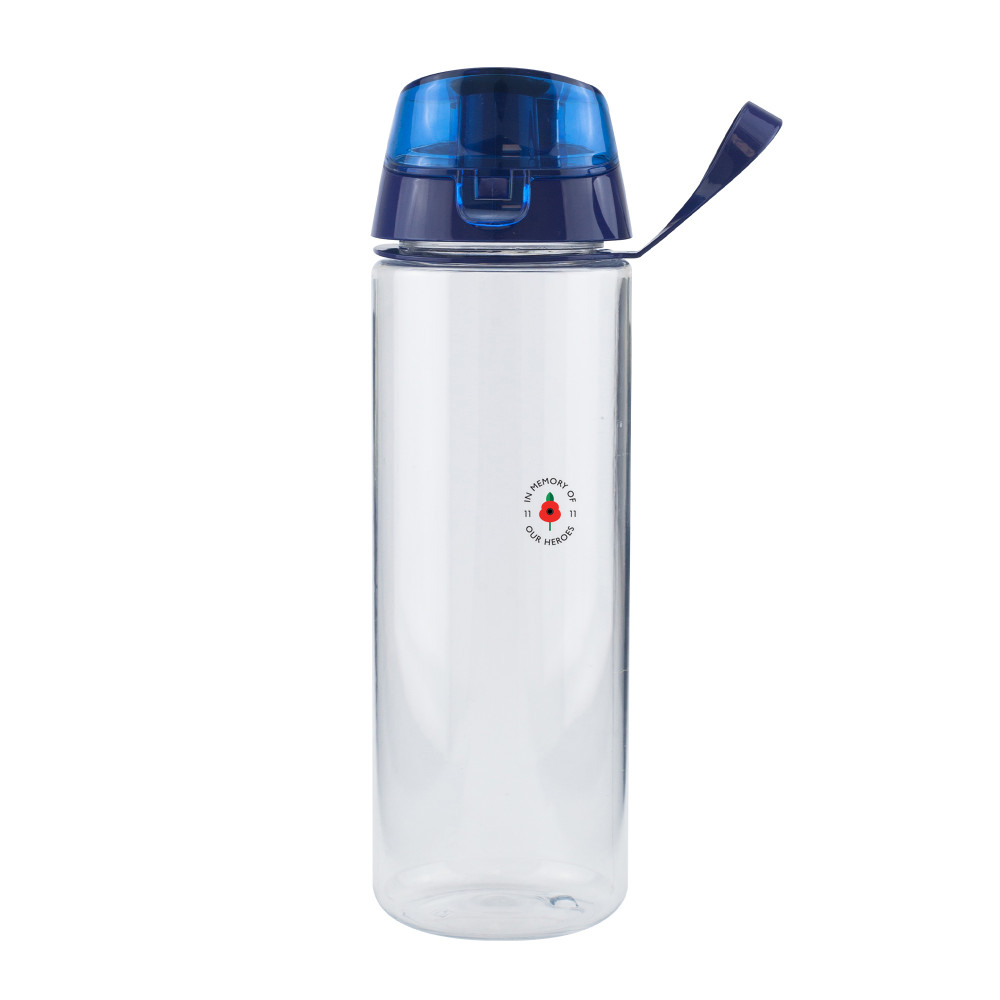 Lest we forget -  Clear Water Bottle with Flip Lid - 750ml