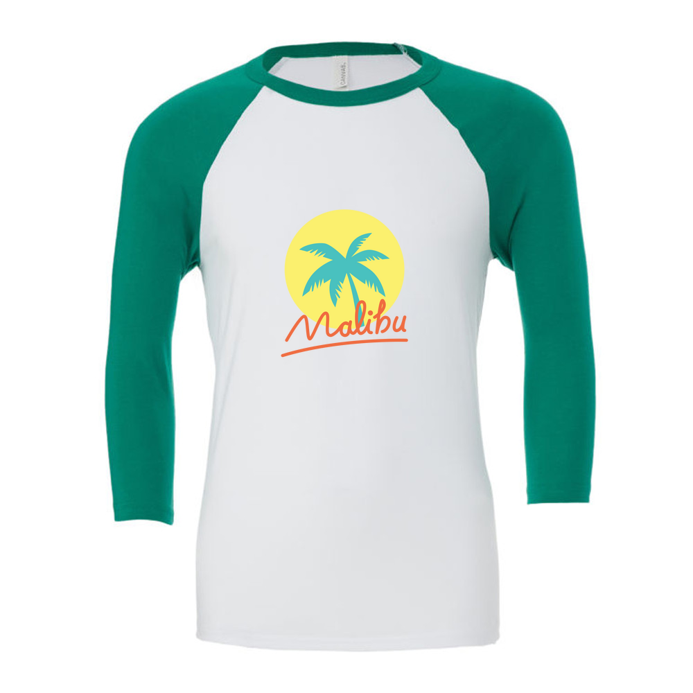 Malibu Summer - 3/4 Sleeve White & Coloured T-Shirt