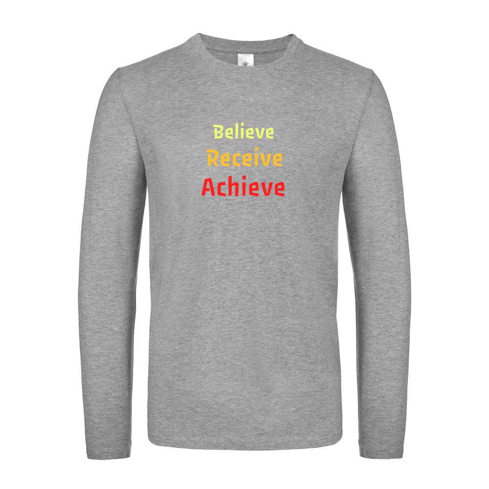 Believe, Recieve, Achieve affimirmation - Fitted Long Sleeved T-Shirt