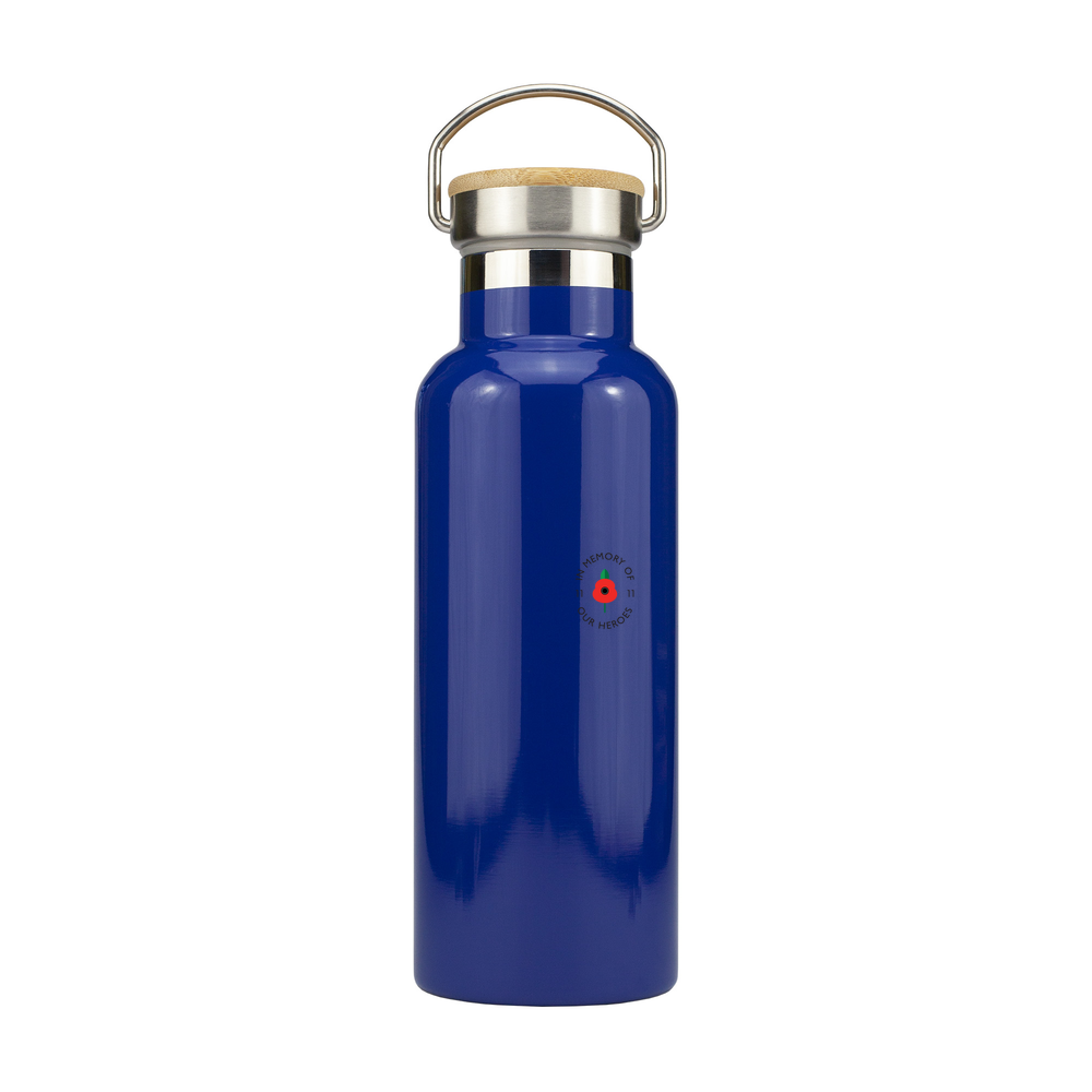 Lest we forget -  Stainless Steel Bottle with Bamboo Lid - 500ml