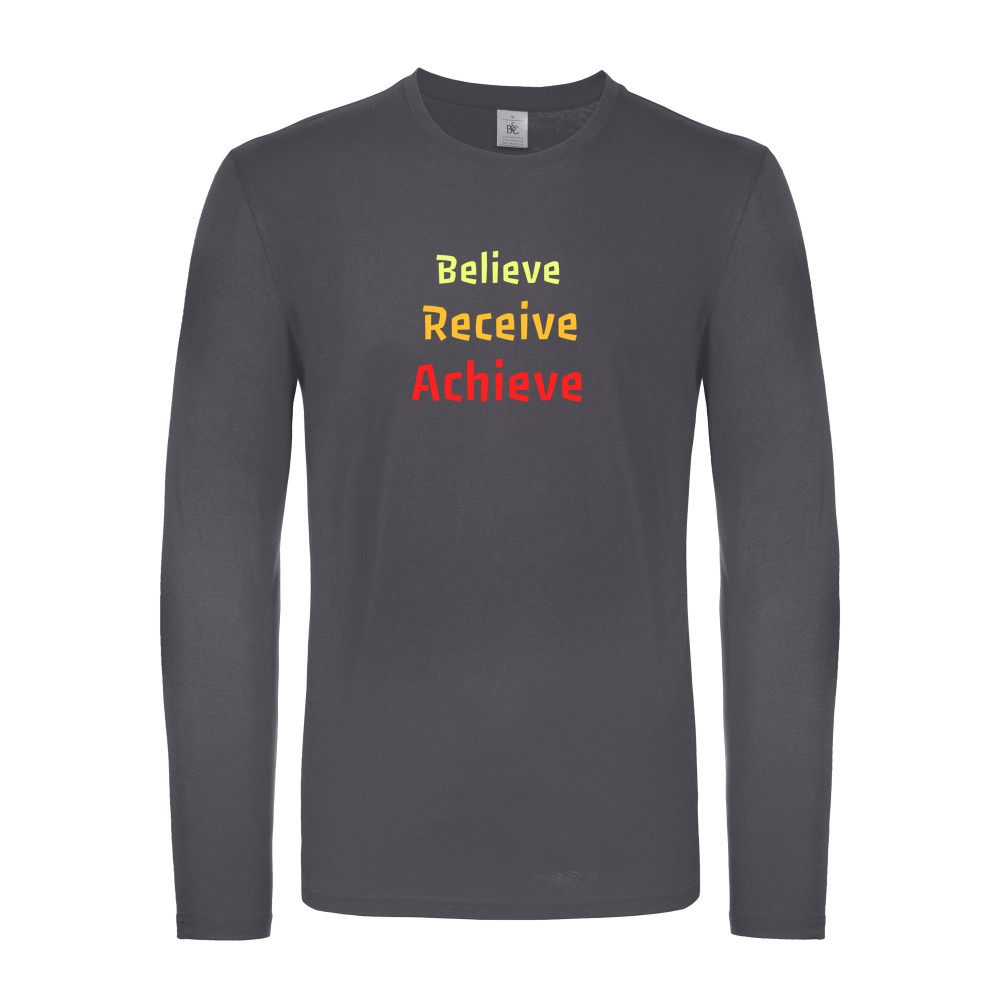 Believe, Recieve, Achieve affimirmation - Fitted Long Sleeved T-Shirt