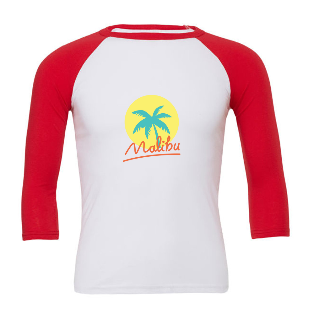 Malibu Summer - 3/4 Sleeve White & Coloured T-Shirt