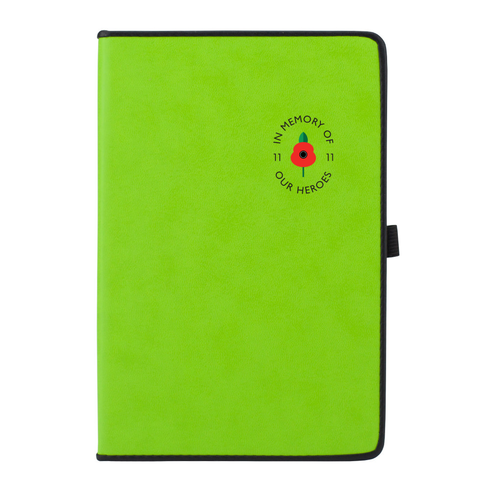 Lest we forget -  Leather Effect A5 Slim Notebook with Black Border