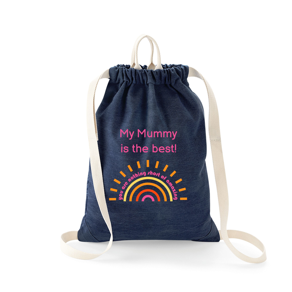 Mother's Day - Denim Drawstring Bag