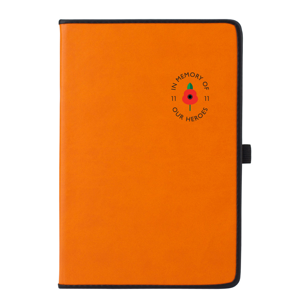 Lest we forget -  Leather Effect A5 Slim Notebook with Black Border