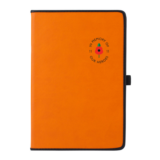 Lest we forget -  Leather Effect A5 Slim Notebook with Black Border