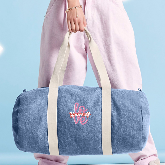 Mother's Day Love yourself - Denim Barrel Bag